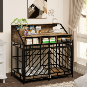 43.3Inch Large Dog Cage Furniture (Color: Black)